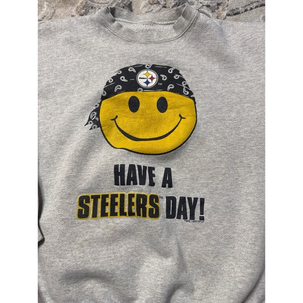 Pittsburgh Steelers Vintage 1995 Crewneck Sweatshirt Have A Steelers Day Medium - Picture 2 of 6